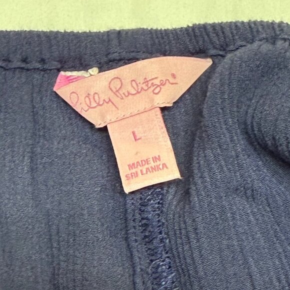 Lilly Pulitzer Delaney Off-Shoulder Top True Navy Size Large, Coin Detail | EUC - Picture 6 of 11